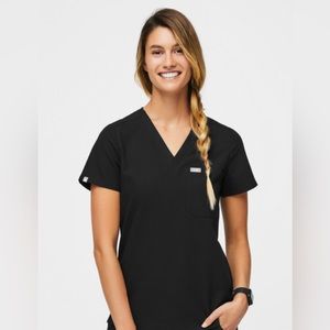 Figs Catarina Black Scrub Top Size XS